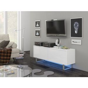 Televizní stolek BOKARO 1, bílá/bílý lesk, 5 let záruka obraz
