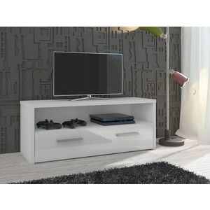 Televizní stolek CLIFTON, bílá/bílý lesk, 5 let záruka obraz