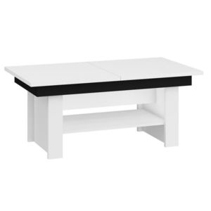 Konferenční stolek ARARAT rozkládací lesklý, barva: bílá/černý lesk, 5 let záruka obraz
