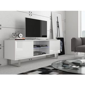 Televizní stolek BOKARO 2, bílá/bílý lesk, 5 let záruka obraz