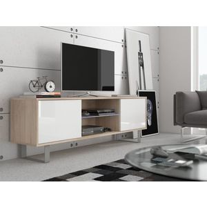 Televizní stolek BOKARO 2, dub sonoma/bílý lesk, 5 let záruka obraz