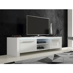 TV stolek ZARKENT 2, bílá/bílý lesk, 5 let záruka obraz