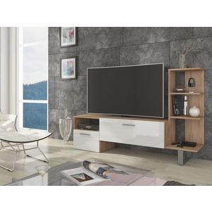 Televizní stolek DANICK, dub sonoma/bílý lesk, 5 let záruka obraz