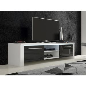 TV stolek ZARKENT 2, bílá/černý lesk, 5 let záruka obraz