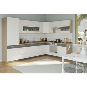Rohová kuchyně RUTHIN 315x210, bílý lesk/grafit mat obraz