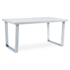 Jídelní stůl NAVOLATO II 150x90 cm, bílý lesk/chrom obraz