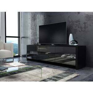 Televizní stolek DUSTLIK, černá/černý lesk, 5 let záruka obraz
