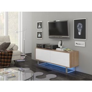 Televizní stolek BOKARO 1, dub sonoma/bílý lesk, 5 let záruka obraz