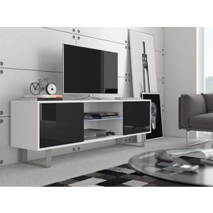 Televizní stolek BOKARO 2, bílá/černý lesk, 5 let záruka obraz