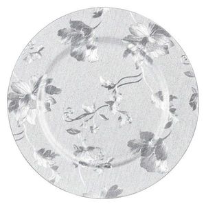 DekorStyle Dekorativní talíř s květinovým vzorem Milie 33 cm stříbrný obraz