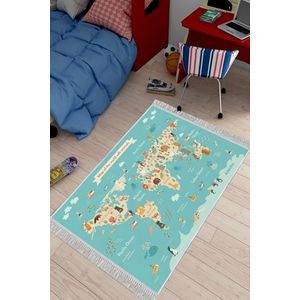 Conceptum Hypnose Dětský koberec Mapa zvířecího světa 80x150 cm modrý obraz