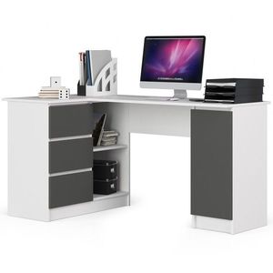Ak furniture Rohový psací stůl B20 155 cm levý bílý/šedý obraz