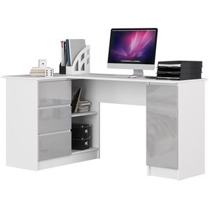 Ak furniture Rohový psací stůl B20 bílý/šedý levý obraz