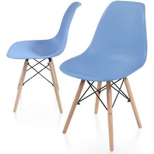 Miadomodo 76162 Miadomodo Sada 2 jídelních židlí s plastovým sedákem, modrá obraz
