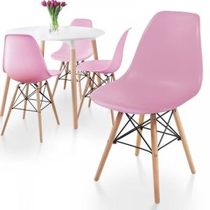 80547 Miadomodo Sada 4 jídelních židlí s plastovým sedákem, růžová obraz