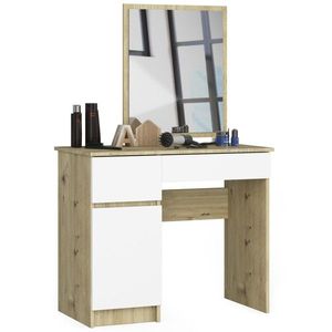 Ak furniture Kosmetický stolek se zrcadlem P-2/SL dub artisan/bílý levý obraz