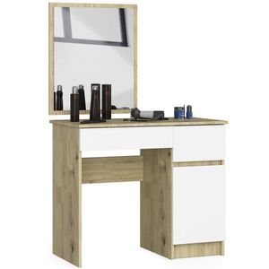Ak furniture Kosmetický stolek se zrcadlem P-2/SL dub artisan/bílý pravý obraz