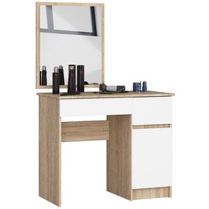Ak furniture Kosmetický stolek se zrcadlem P-2/SL dub sonoma/bílý pravý obraz