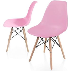 Miadomodo 76165 Miadomodo Sada 2 jídelních židlí s plastovým sedákem, růžová obraz