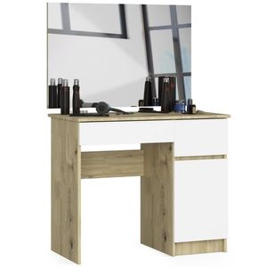 Ak furniture Kosmetický stolek se zrcadlem P-2/SL I dub artisan / bílý pravý obraz