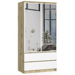 Ak furniture Šatní skříň Tesi S90 se dvěma zrcadly dub artisan/bílá obraz