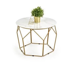 Odkládací stolek CASABONNE, mramor/zlatá obraz