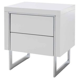 Noční stolek BRADLEY bílá vysoký lesk/stříbrná obraz