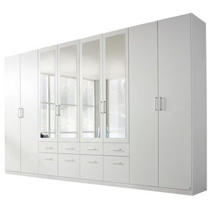 Šatní skříň BAYLEE alpská bílá, 8 dveří, 4 zrcadla obraz