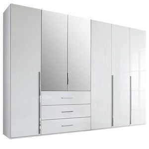 Šatní skříň COLIN alpská bílá, 6 dveří, 2 zrcadla obraz