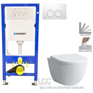 GEBERIT DuofixBasic s bílým tlačítkem DELTA21 + WC LAUFEN PRO LCC RIMLESS + SEDÁTKO 458.103.00.1 21BI LP2 obraz