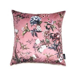 Růžový sametový polštář s květy Luisa roze- 45*45cm 8502941037012 obraz