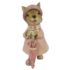 Dekorace králičí slečny v růžovém kabátku s deštníkem - 8*6*14 cm 6PR3331 obraz