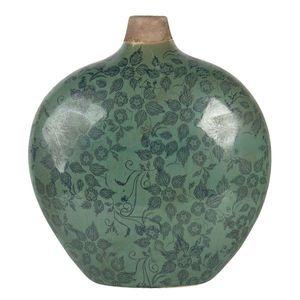 Zelená váza Camil s květy a patinou - 23*11*26 cm 6CE1251M obraz