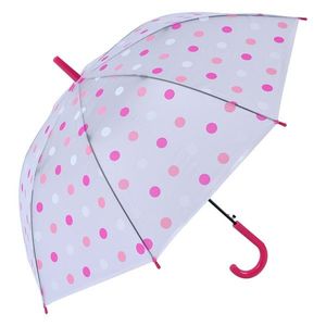 Průhledný deštník pro děti s růžovým držadlem a puntíky - Ø 55 cm JZCUM0011P obraz