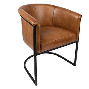 Hnědá kožená jídelní židle ve tvaru křesílka Grionne - 62*60*77 cm 50712 obraz