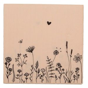 Béžové papírové ubrousky s květinami Flora And Fauna - 33*33 cm (20ks) FAF73 obraz