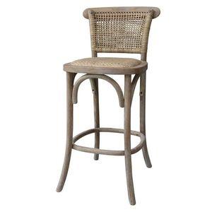 Přírodní dřevěná barová židle s ratanovým výpletem Old French chair - 43*51*103 cm 41063600 (41636-00) obraz