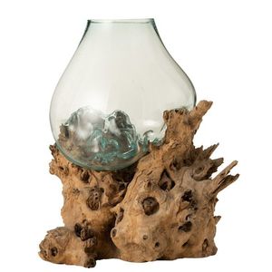 Váza z recyklovaného skla na dřevu Gamal - 83*78*78 cm 10855 obraz