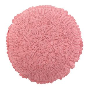 Růžový kulatý bavlněný polštář s krajkou Lace pink - Ø 38*12cm 23071 obraz