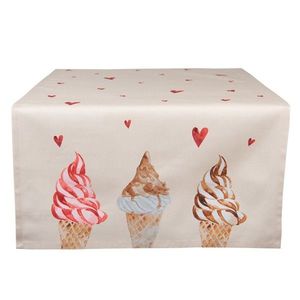 Béžový bavlněný běhoun na stůl se zmrzlinou Frosty And Sweet - 50*140 cm FAS64 obraz
