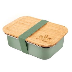 Zelený nerezový svačinový box s bambusovým víčkem - 1200ml/ 20*15*6, 5cm mint 1200ml obraz