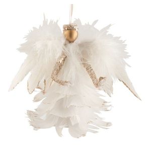 Závěsná ozdoba andílek z bílých peříček - 17*8*12 cm 17521 obraz