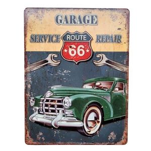 Nástěnná kovová cedule Garage Service Route 66 - 25*33 cm 8PL-518825331111 obraz