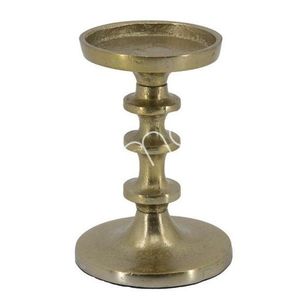 Bronzový antik kovový svícen na širokou svíčku - Ø 10*15cm 001-20-4034-MINI-BRONZE obraz