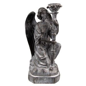 Šedo-černý antik svícen Anděl - 15*14*29 cm 6PR3733Z obraz
