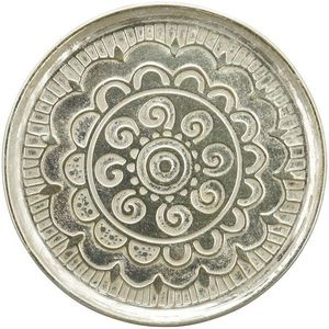 Stříbrný antik kovový dekorativní podnos ArtFerro - Ø 39*1, 5 cm 253694 obraz