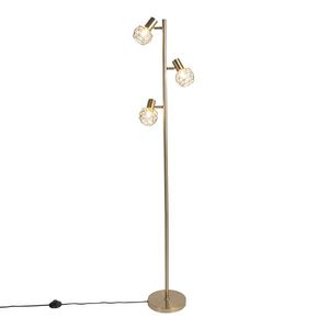 Designová stojací lampa zlatá, 3 světla nastavitelná - Mesh obraz