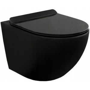 MEXEN/S Lena Závěsná WC mísa včetně sedátka s slow-slim, z duroplastu, černá matná 30220185 obraz