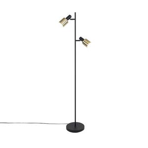Designová stojací lampa černá se zlatým 2-světlem - Stijn obraz