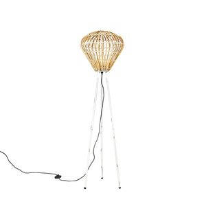 Venkovská stojací lampa stativ bambus s bílou - Canna Diamond obraz